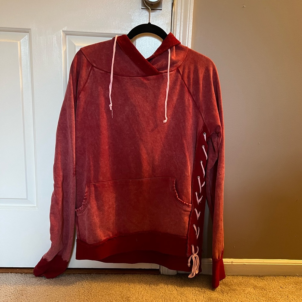 Womens Distressed Red Sweatshirt